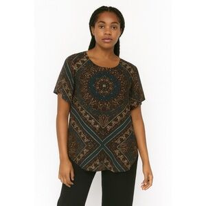 Alice Blue Mandala Paisley Bandana Keyhole Blouse